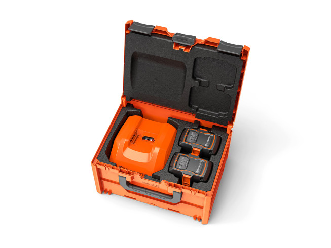 Husqvarna UN3480 Accu transportbox incl. accu's en lader Husqvarna UN3480 Accu transportbox incl. accu's en lader